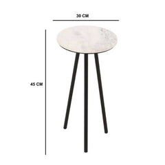 Opal Bedside Table With White Marble Top & Metal Legs - UK