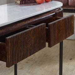 Opal Mango Wood Console Table With Marble Top And Metal Legs - UK - Furniture One Shop