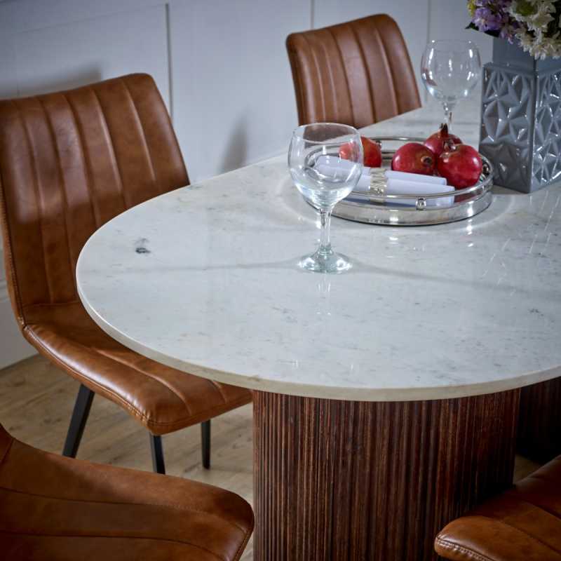 Opal Mango Wood Dining Table With Marble Top 170Cm - UK