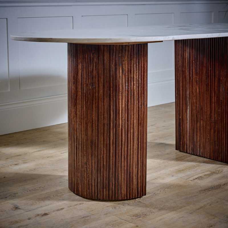 Opal Mango Wood Dining Table With Marble Top 170Cm - UK