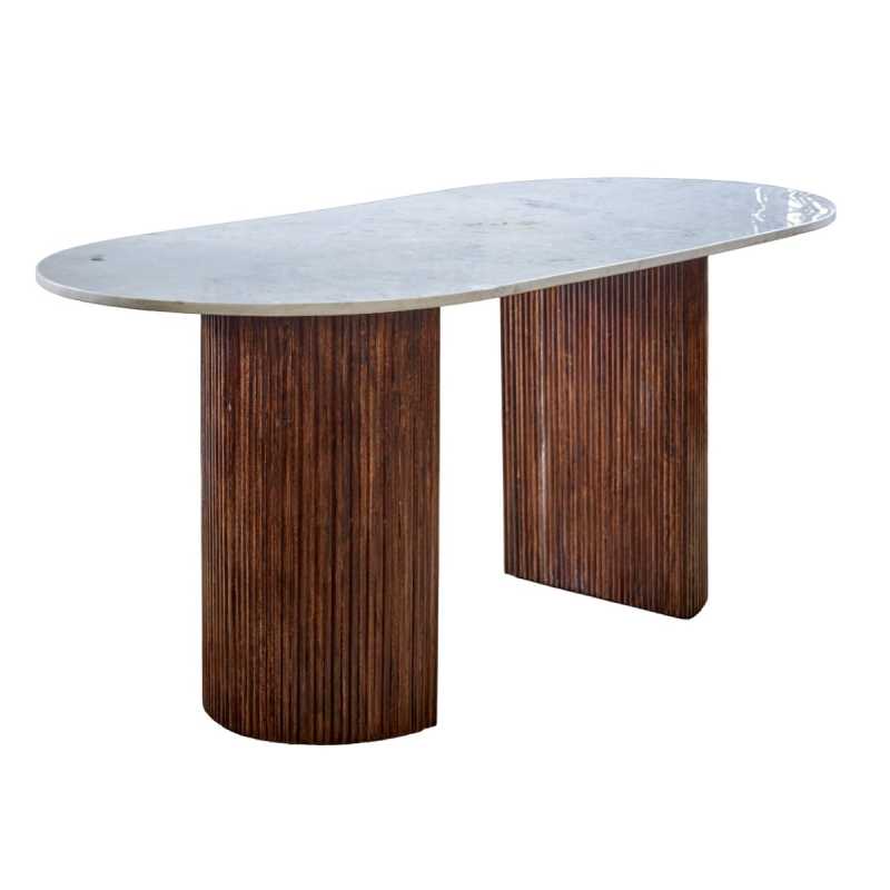 Opal Mango Wood Dining Table With Marble Top 170Cm - UK