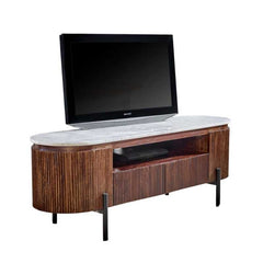 Opal Mango Wood TV Stand With Marble Top & Metal Legs - UK