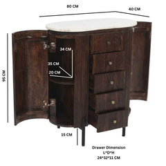 Opal Mango Wood Wide Chest Of Drawers With Marble Top & Metal Legs - UK - Furniture One Shop