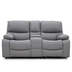 Orla Faux Leather 2 Seater Electric Recliner Sofa In Grey