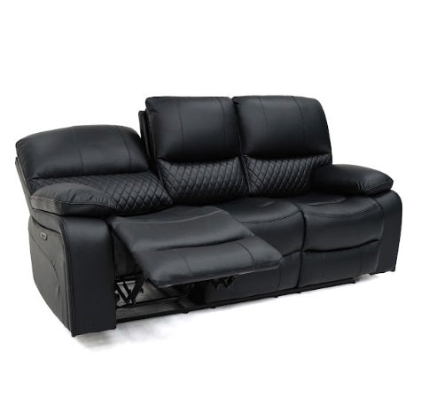Orla Faux Leather 3 Seater Electric Recliner Sofa In Black