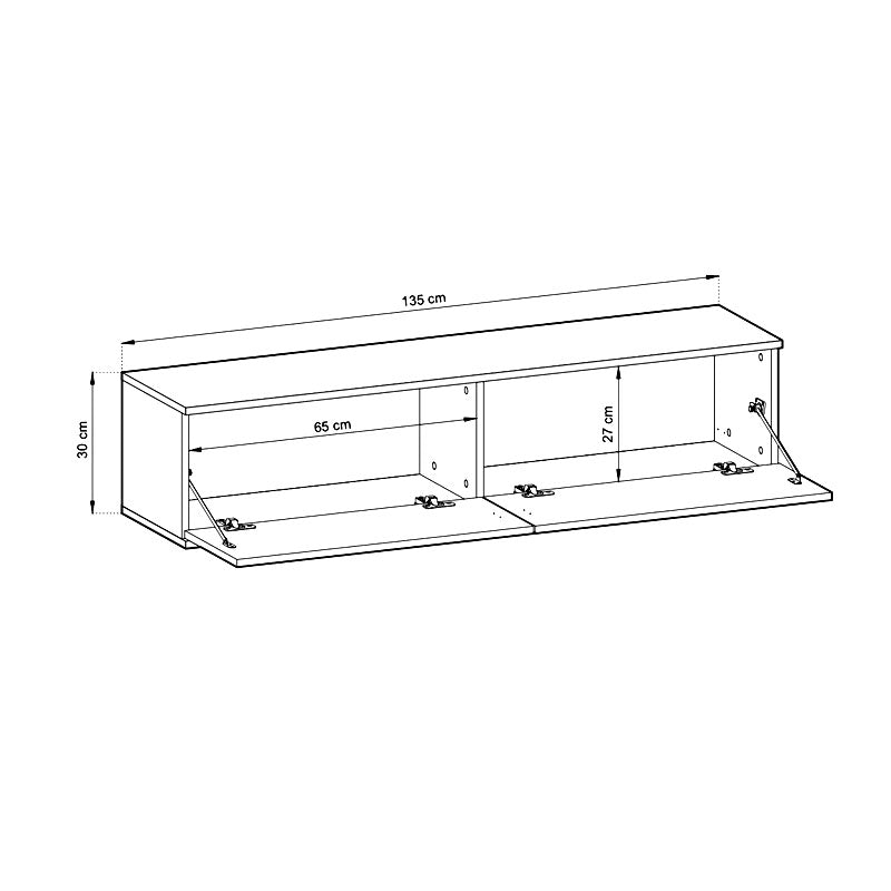 Oro Small Floating TV Cabinet in White - 135cm - Wall Mount - UK
