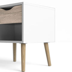 Oslo Bedside 1 Drawer in White and Oak - UK