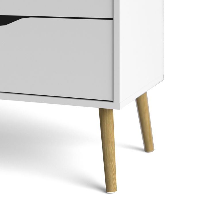 Oslo Chest of 4 Drawers (2+2) in White and Oak - UK