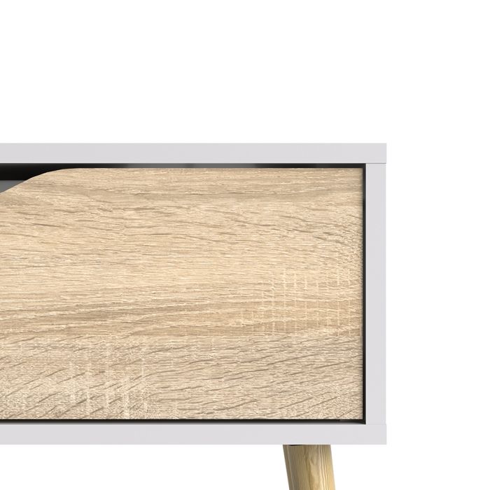 Oslo Coffee Table 1 Drawer 1 Shelf in White and Oak FSC Mix 70 % NC-COC-060652 - UK