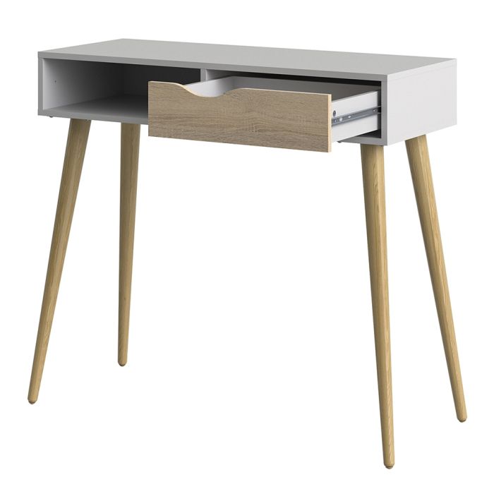 Oslo Console Table 1 Drawer 1 Shelf in White and Oak - UK