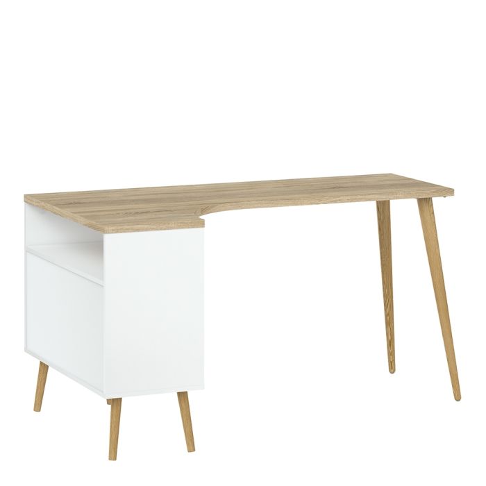 Oslo Desk 2 Drawer in White and Oak FSC Mix 70 % NC-COC-060652 - UK