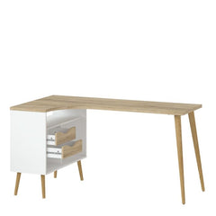 Oslo Desk 2 Drawer in White and Oak FSC Mix 70 % NC-COC-060652 - UK - Furniture One Shop