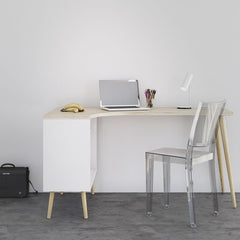 Oslo Desk 2 Drawer in White and Oak FSC Mix 70 % NC-COC-060652 - UK - Furniture One Shop