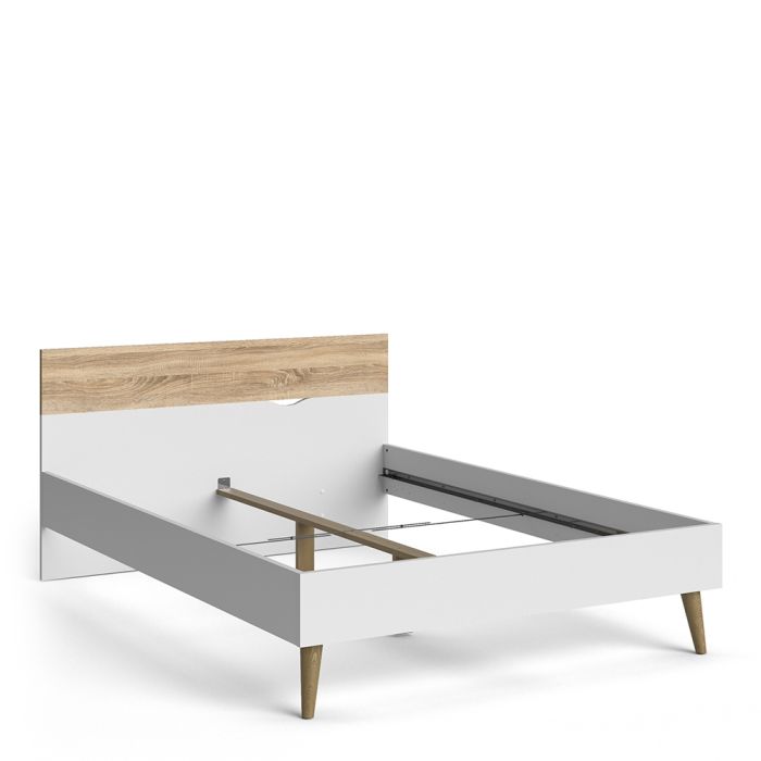 Oslo Euro Double Bed (140 x 200) in White and Oak - UK