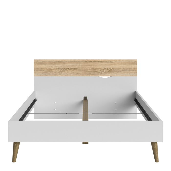 Oslo Euro Double Bed (140 x 200) in White and Oak - UK