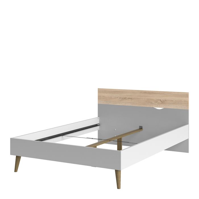 Oslo Euro Double Bed (140 x 200) in White and Oak - UK