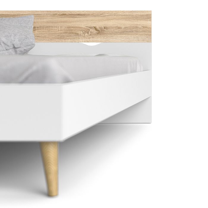 Oslo Euro Double Bed (140 x 200) in White and Oak - UK