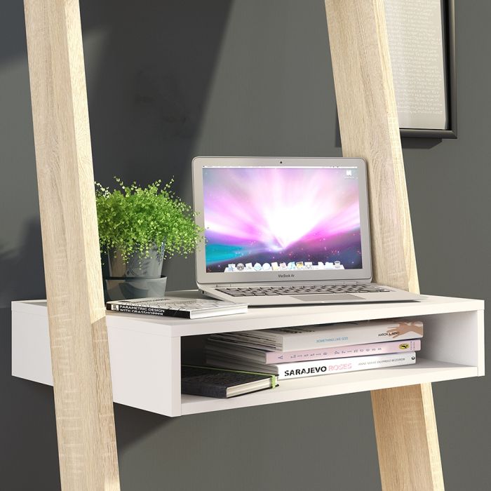 Oslo Leaning Desk in White and Oak FSC Mix 70 % NC-COC-060652 - UK