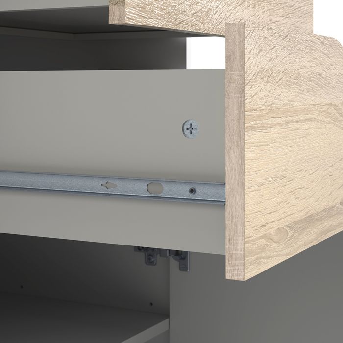 Oslo Wide TV Unit with 2 Drawers 4 Shelves in White and Oak - UK