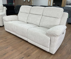 Owen Electric Recliner Sofa In Beige Fabric 3 Seater with Wireless Charging & Console
