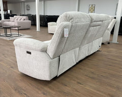 Owen Electric Recliner Sofa In Beige Fabric 3 Seater with Wireless Charging & Console
