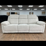 Owen Electric Recliner Sofa In Beige Fabric 3 Seater with Wireless Charging & Console