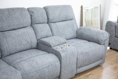 Owen Fabric Electric Recliner Corner Sofa In Grey