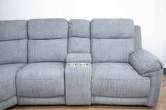 Owen Fabric Electric Recliner Corner Sofa In Grey