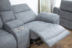 Owen Fabric Electric Recliner Corner Sofa In Grey