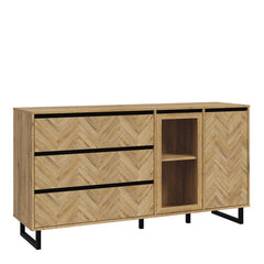 Nikomedes Sideboard in Spica Oak/Matt Black/Bartex Oak - Furniture One Shop