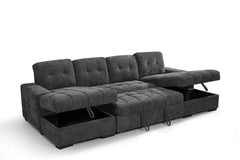 Palermo Sofabed Grey U-Shape Large Corner Sofa Bed With Storage