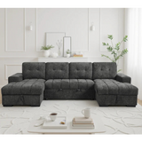 Palermo Sofabed Grey U-Shape Large Corner Sofa Bed With Storage