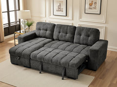 Palermo Universal Corner Sofa Bed In Grey Fabric with Storage - Furniture One Shop