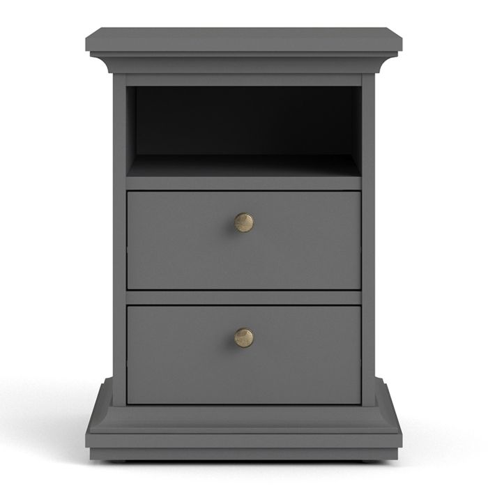 Paris Bedside 2 Drawers in Matt Grey - UK