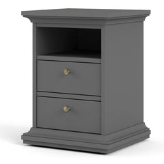 Paris Bedside 2 Drawers in Matt Grey - UK - Furniture One Shop