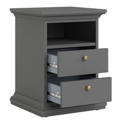 Paris Bedside 2 Drawers in Matt Grey - UK - Furniture One Shop