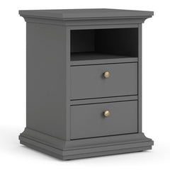 Paris Bedside 2 Drawers in Matt Grey - UK - Furniture One Shop