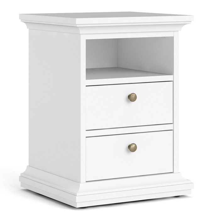 Paris Bedside 2 Drawers in White - UK