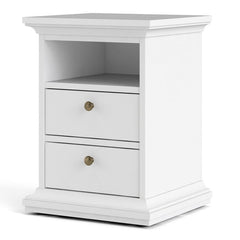 Paris Bedside 2 Drawers in White - UK - Furniture One Shop