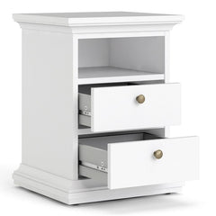 Paris Bedside 2 Drawers in White - UK - Furniture One Shop