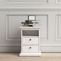 Paris Bedside 2 Drawers in White - UK - Furniture One Shop