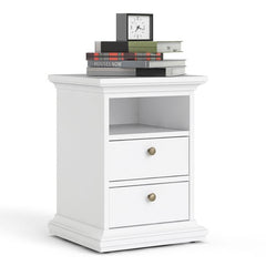 Paris Bedside 2 Drawers in White - UK - Furniture One Shop