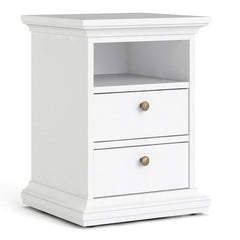 Paris Bedside 2 Drawers in White - UK - Furniture One Shop