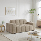 Paris Channel Tufted 2 Seater Sofa In Beige Fabric