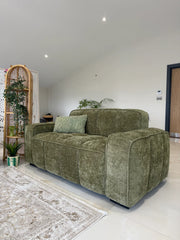 Paris Channel Tufted 2 Seater Sofa In Olive Fabric