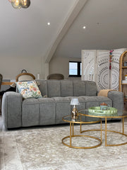 Paris Channel Tufted 3 Seater Sofa In Grey Fabric