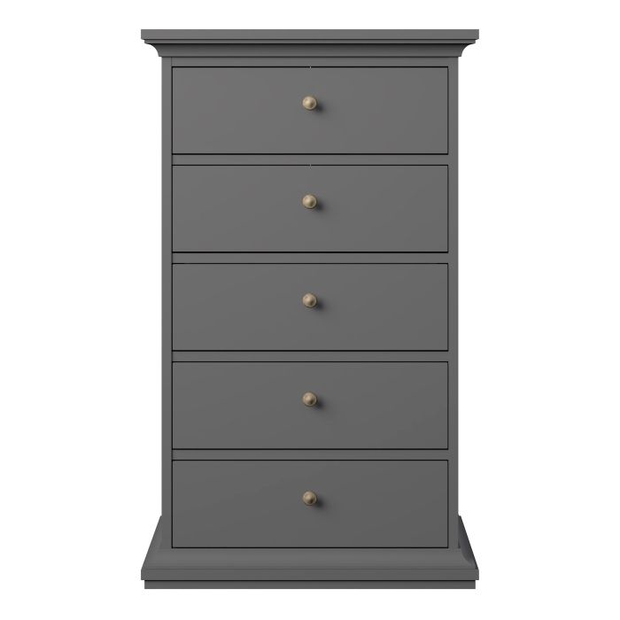Paris Chest 5 drawers in Matt Grey - UK