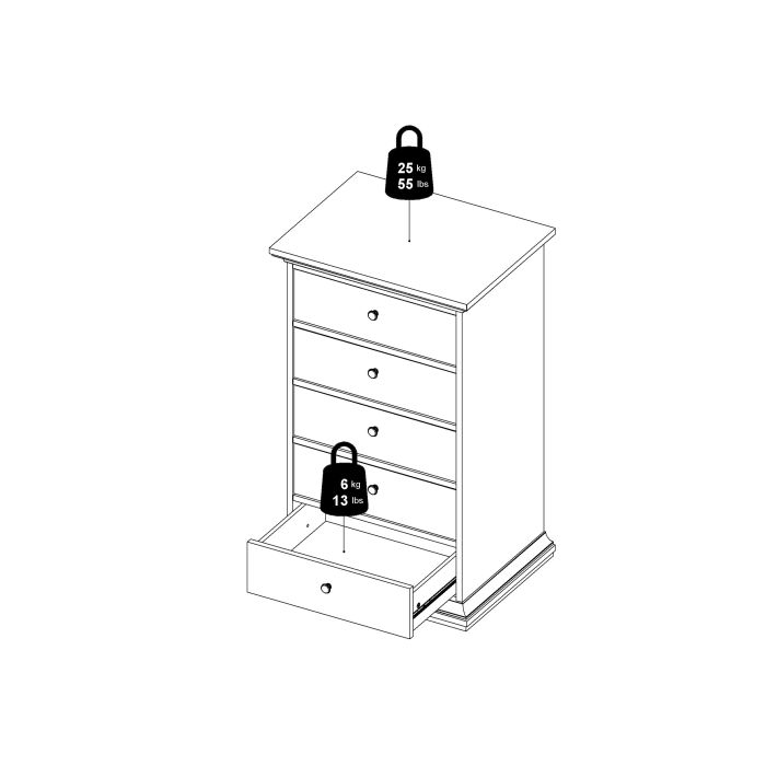 Paris Chest 5 drawers in Matt Grey - UK