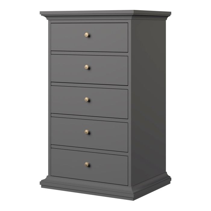 Paris Chest 5 drawers in Matt Grey - UK