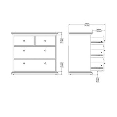 Paris Chest of 4 Drawers in White - UK